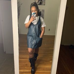 Zara Front Zip Green Leather Dress